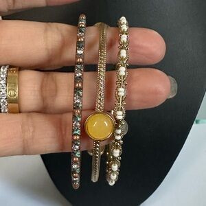 Elegant Gold and Pearl Bracelet Set